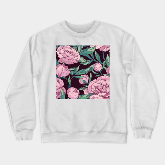 Flowers peonies floral pattern Crewneck Sweatshirt by  ESHA-Studio